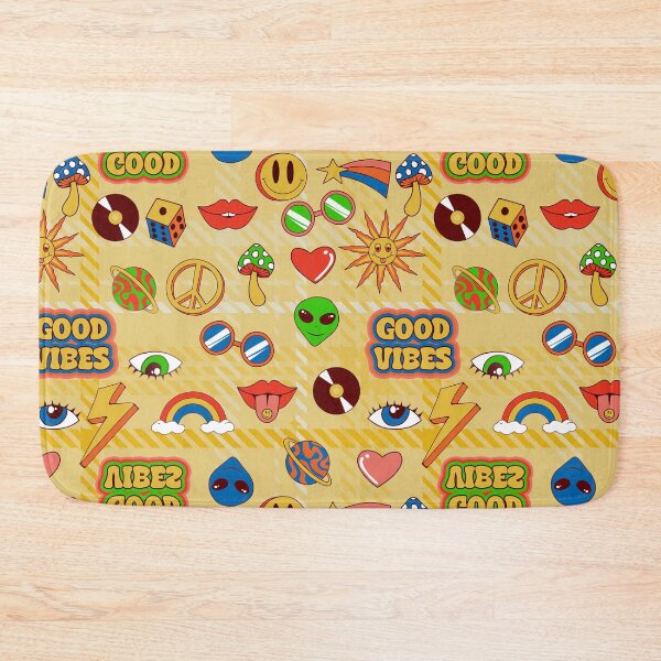 Item preview, good vibes alien groovy pop art 1970s plaid designed and sold by Gossip Rag.