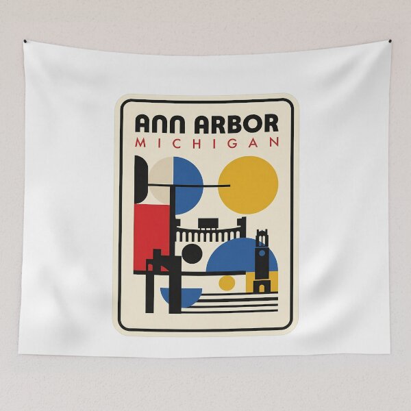 Item preview, Retro Ann Arbor Michigan Geometric City Skyline designed and sold by k3rstman1.
