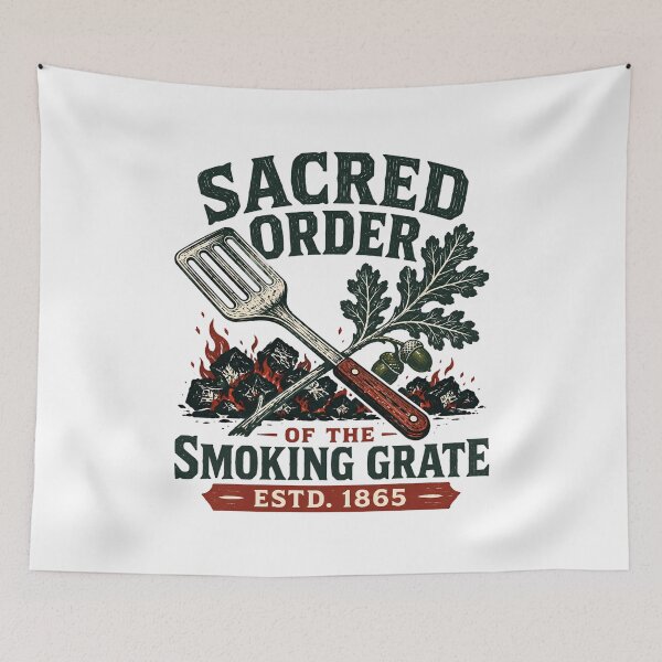Item preview, Sacred Order Smoking Grate BBQ Vintage Grilling Emblem designed and sold by chattsuede.