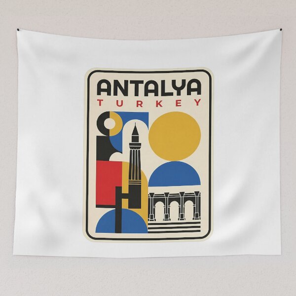 Item preview, Vintage Geometric Antalya Turkey Travel Art designed and sold by k3rstman1.
