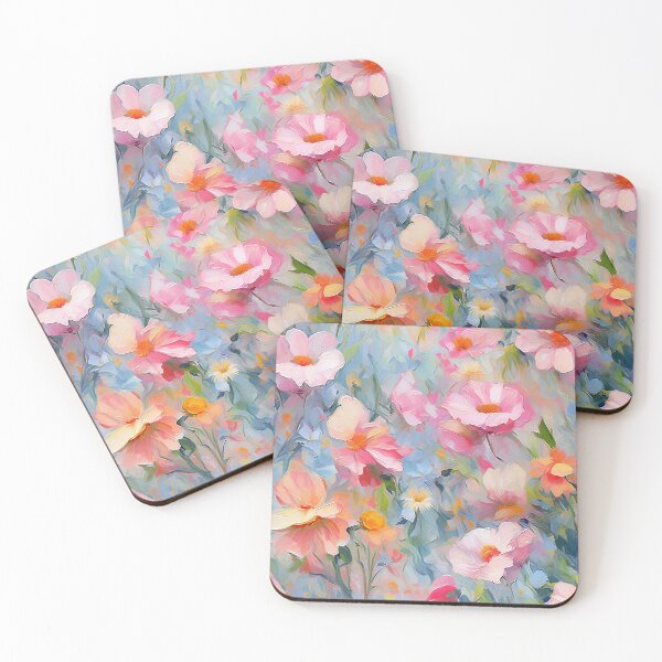 Item preview, Pink Peach And Sky Blue Abstract Floral Painting designed and sold by DEC02.