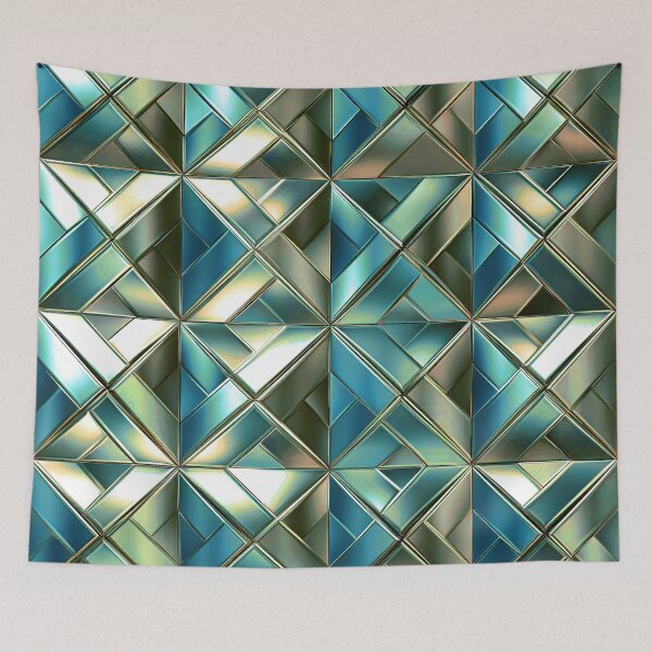 Item preview, Blue Metallic Hues And Brushed Golden Architectural Pattern designed and sold by DEC02.