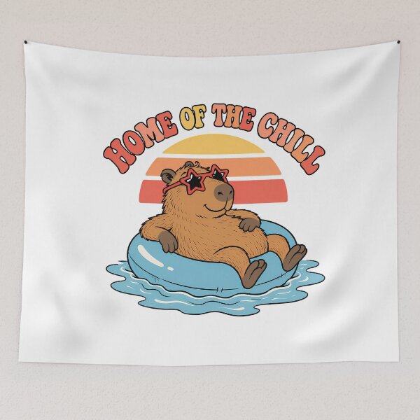 Item preview, Capybara Home Of The Chill Retro Pool Floatie designed and sold by chattsuede.