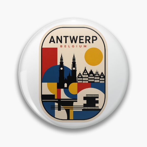 Item preview, Retro Antwerp Belgium Skyline Geometric Travel Decor designed and sold by k3rstman1.