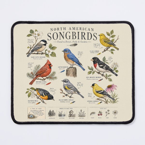 Item preview, North American Songbirds – Vintage Naturalist Field Guide Birdwatching Illustration designed and sold by DiamondSkyShirt.
