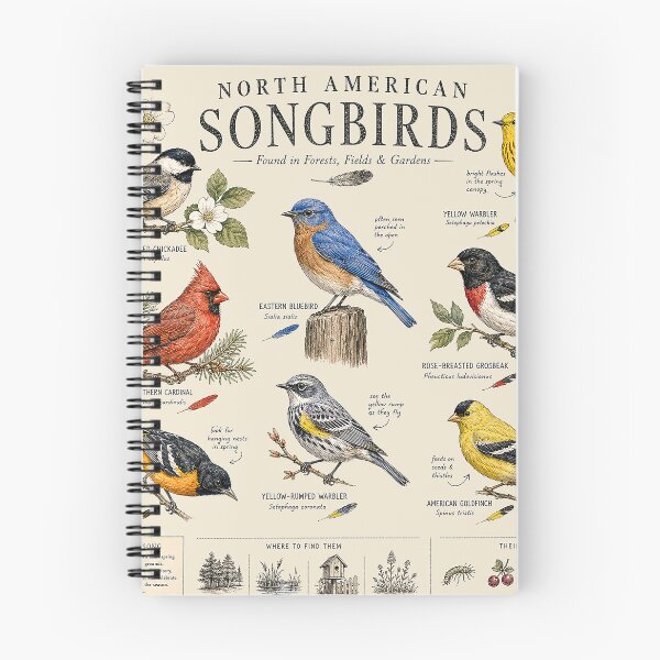 Item preview, North American Songbirds – Vintage Naturalist Field Guide Birdwatching Illustration designed and sold by DiamondSkyShirt.