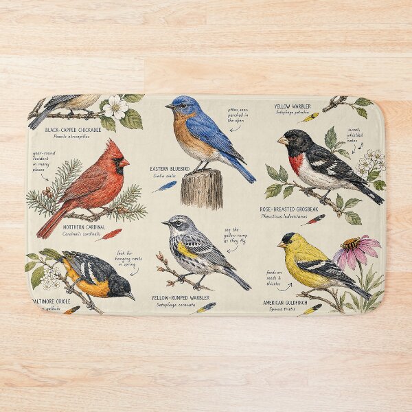 Item preview, North American Songbirds – Vintage Naturalist Field Guide Birdwatching Illustration designed and sold by DiamondSkyShirt.