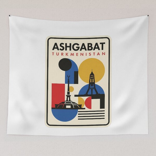 Item preview, Vintage Ashgabat Turkmenistan Geometric Cityscape designed and sold by k3rstman1.