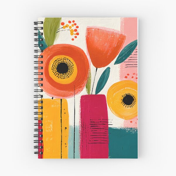 Item preview, Floral Geometry in Bloom - Vibrant Abstract Flowers Framed by Bold Color and Design designed and sold by OlfactoART Studio.