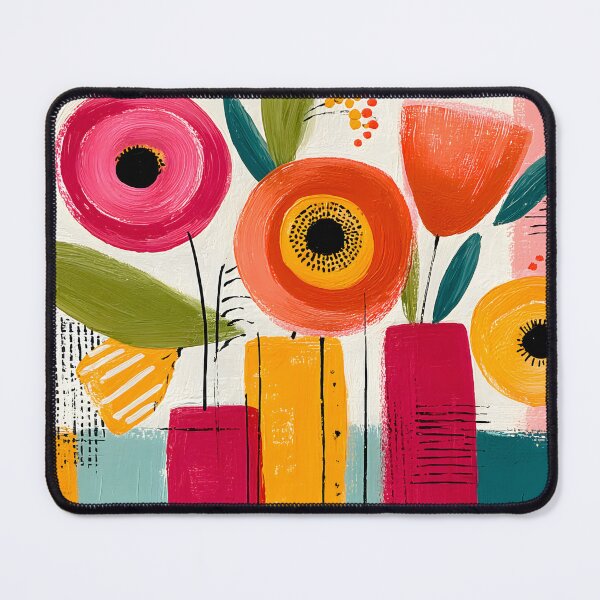 Item preview, Floral Geometry in Bloom - Vibrant Abstract Flowers Framed by Bold Color and Design designed and sold by OlfactoART Studio.