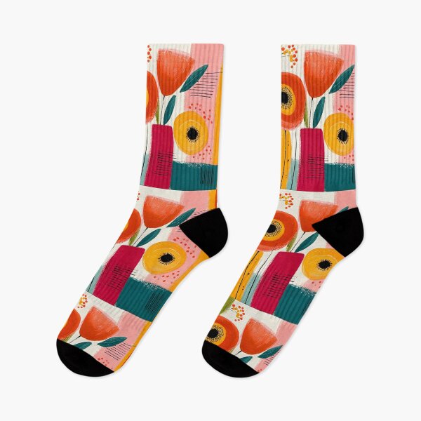 Item preview, Floral Geometry in Bloom - Vibrant Abstract Flowers Framed by Bold Color and Design designed and sold by OlfactoART Studio.