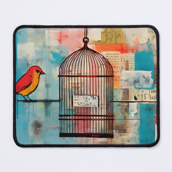 Item preview, Freedom Beyond the Cage - Red Bird Vintage Elegance and a Celebration of Creative Spirit designed and sold by OlfactoART Studio.