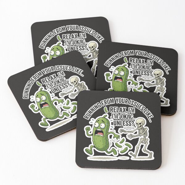 Item preview, Funny Pickle Running From Issues Skeleton Meme designed and sold by Basma Designs | Retro, Kawaii Shirts & Stickers.