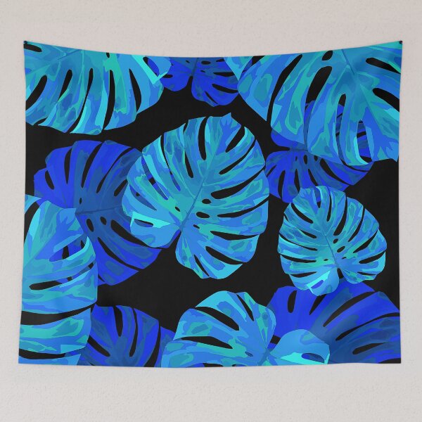 Item preview, Blue And Aqua Tropical Monstera Palm Leaves Pattern designed and sold by DEC02.