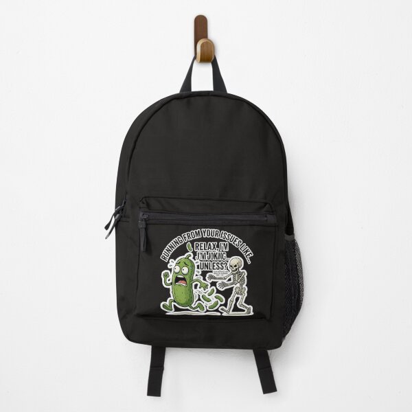 Item preview, Funny Pickle Running From Issues Skeleton Meme designed and sold by Basma Designs | Retro, Kawaii Shirts & Stickers.
