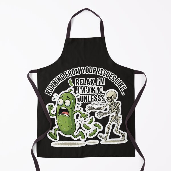 Item preview, Funny Pickle Running From Issues Skeleton Meme designed and sold by Basma Designs | Funny Shirts, Stickers & Mugs.