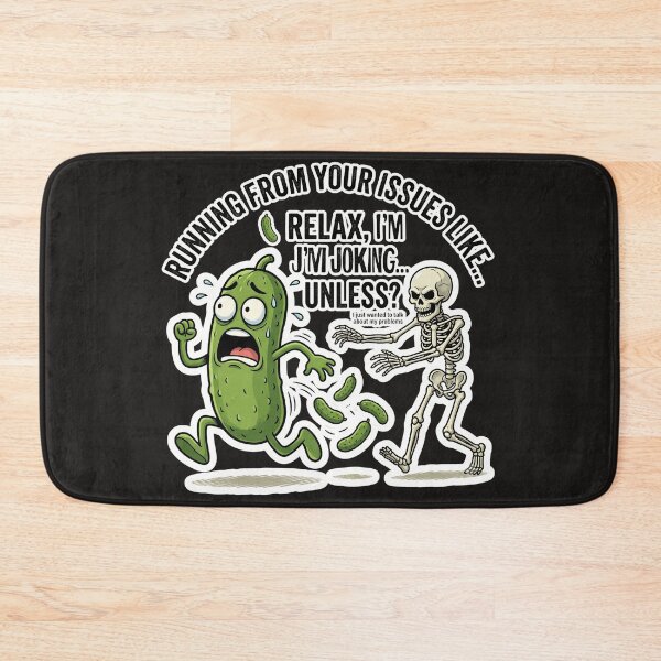 Item preview, Funny Pickle Running From Issues Skeleton Meme designed and sold by Basma Designs | Funny Shirts, Stickers & Mugs.