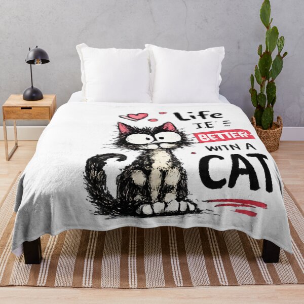 Item preview, Life Is Better With a Cat – Cute Funny Cat Lover Cartoon Design designed and sold by vansaidshop ⭐⭐⭐⭐⭐.