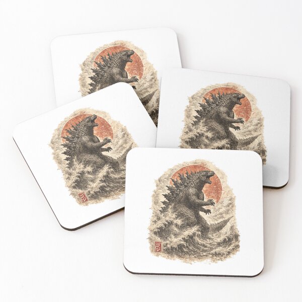 Item preview, Vintage Kaiju Engraving Art – Retro Monster Wave Japanese Style designed and sold by afr-saad.