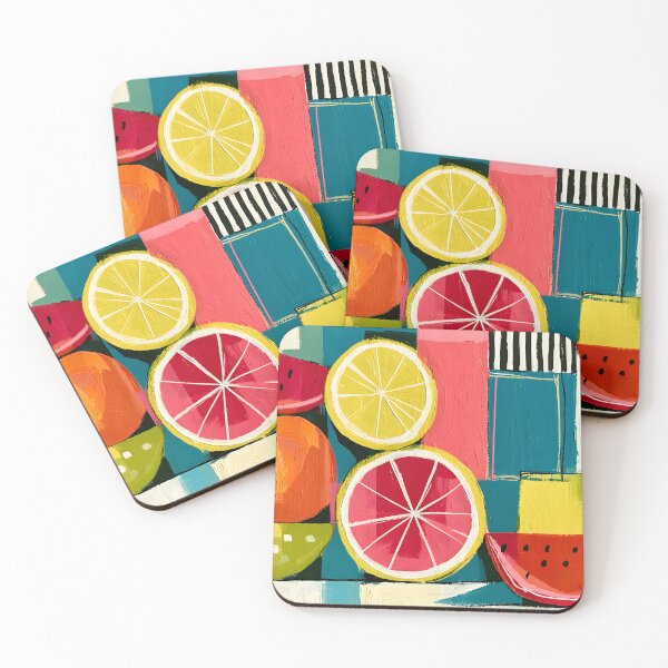Item preview, Citrus Geometry in Full Color - Vibrant Fruit Forms Against a Bold Contemporary Backdrop designed and sold by OlfactoART Studio.