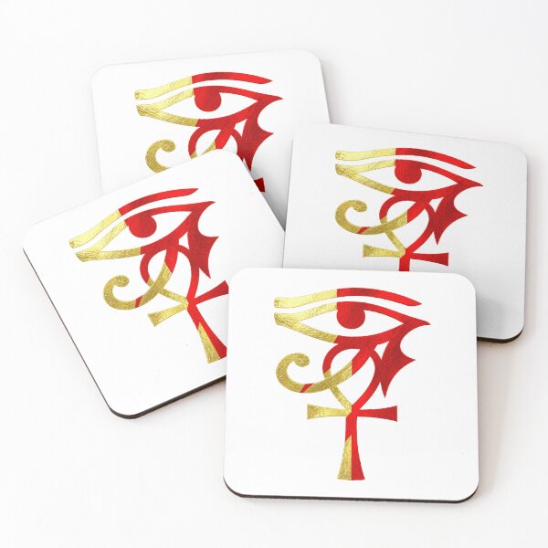 Item preview, Eye of Horus and Ankh Egyptian Symbol Red Gold Art designed and sold by FlatInkStudio.