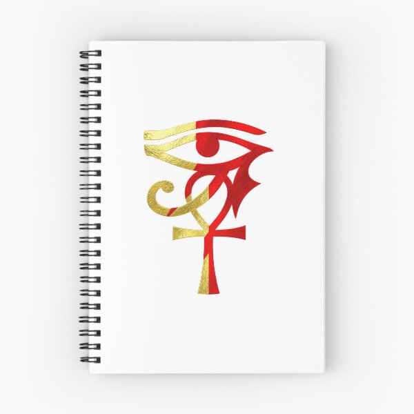 Item preview, Eye of Horus and Ankh Egyptian Symbol Red Gold Art designed and sold by FlatInkStudio.