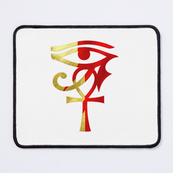Item preview, Eye of Horus and Ankh Egyptian Symbol Red Gold Art designed and sold by FlatInkStudio.