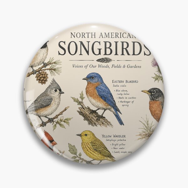 Item preview, North American Songbirds – Vintage Birdwatching Field Guide Illustration | Cardinal Bluebird Chickadee Goldfinch Nature Art Shirt designed and sold by DiamondSkyShirt.