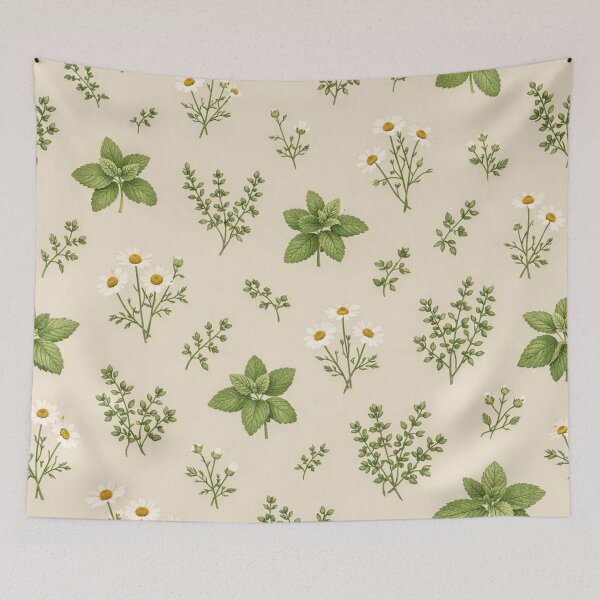 Item preview, Vintage Botanical Herbs and Daisies Seamless Pattern designed and sold by Owcomm.