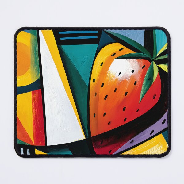 Item preview, Strawberry Burst in Geometric Color - Vibrant Fruit Surrounded by Dynamic Abstract Energy designed and sold by OlfactoART Studio.