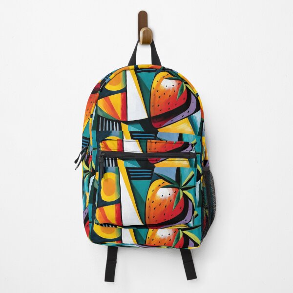 Item preview, Strawberry Burst in Geometric Color - Vibrant Fruit Surrounded by Dynamic Abstract Energy designed and sold by OlfactoART Studio.