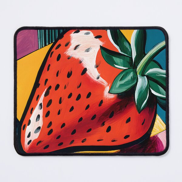 Item preview, Crimson Fruit in Modern Form - Stylized Strawberry Framed by Bold Geometry and Vibrant Color Energy designed and sold by OlfactoART Studio.