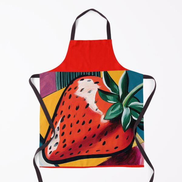 Item preview, Crimson Fruit in Modern Form - Stylized Strawberry Framed by Bold Geometry and Vibrant Color Energy designed and sold by OlfactoART Studio.
