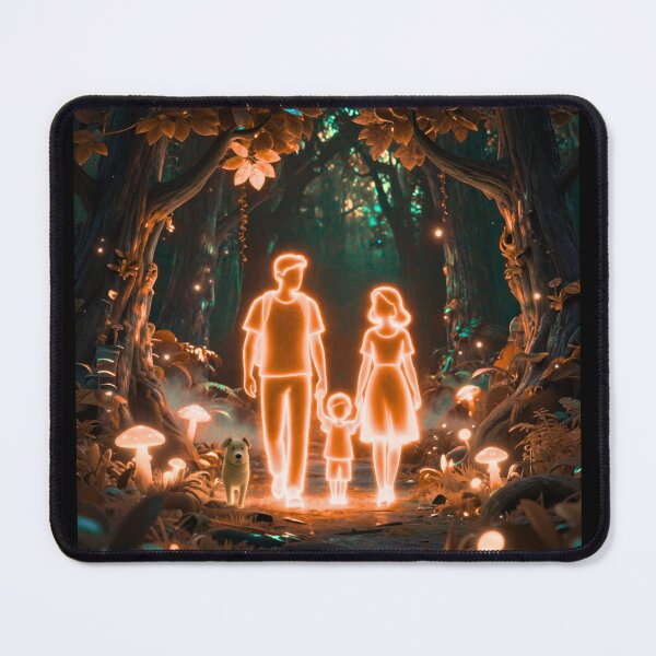 Item preview, Cute Family Adventure – Neon Nature Family with Dog and Baby Stroller designed and sold by DervoTeck2767.
