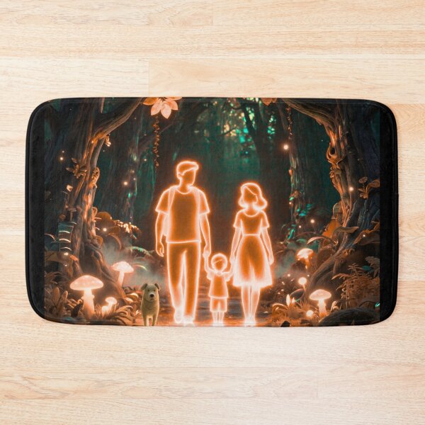 Item preview, Cute Family Adventure – Neon Nature Family with Dog and Baby Stroller designed and sold by DervoTeck2767.