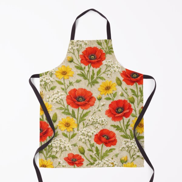 Item preview, Red Poppies and Yellow Daisies Summer Wildflower Pattern designed and sold by Owcomm.
