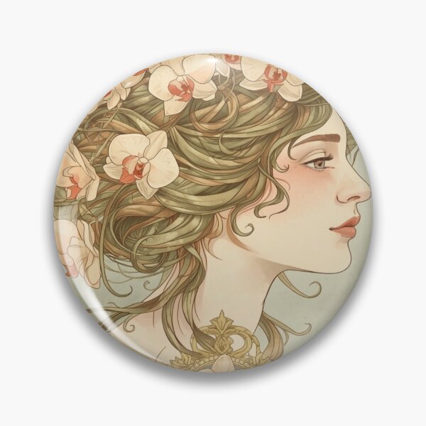 Item preview, Art Nouveau Goddess with Orchids Portrait designed and sold by ItzLacarth.