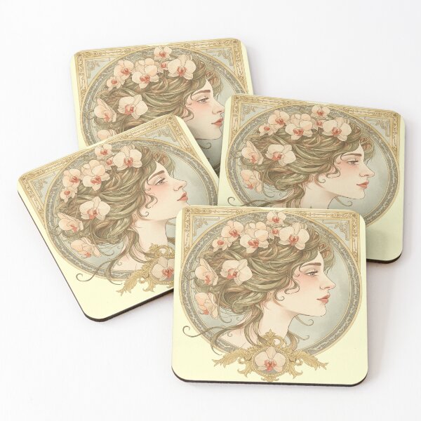 Item preview, Art Nouveau Goddess with Orchids Portrait designed and sold by ItzLacarth.