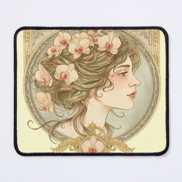 Item preview, Art Nouveau Goddess with Orchids Portrait designed and sold by ItzLacarth.