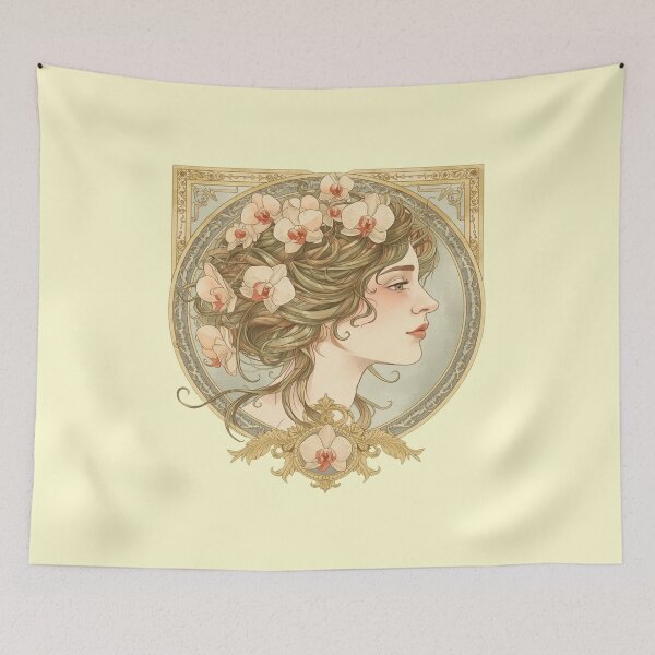Item preview, Art Nouveau Goddess with Orchids Portrait designed and sold by ItzLacarth.