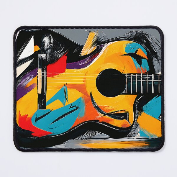 Item preview, Electric Guitar in Vibrant Motion - Bold Blues Reds and Yellows in Abstract Musical Energy designed and sold by OlfactoART Studio.