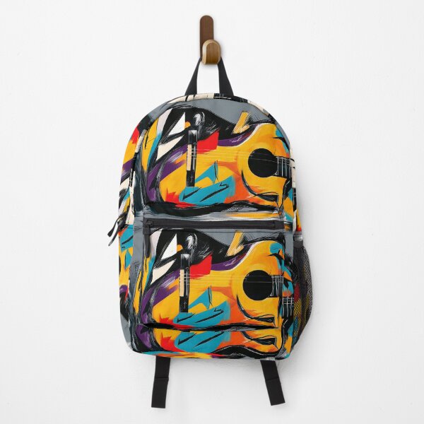 Item preview, Electric Guitar in Vibrant Motion - Bold Blues Reds and Yellows in Abstract Musical Energy designed and sold by OlfactoART Studio.