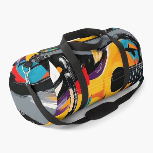 Item preview, Electric Guitar in Vibrant Motion - Bold Blues Reds and Yellows in Abstract Musical Energy designed and sold by OlfactoART Studio.
