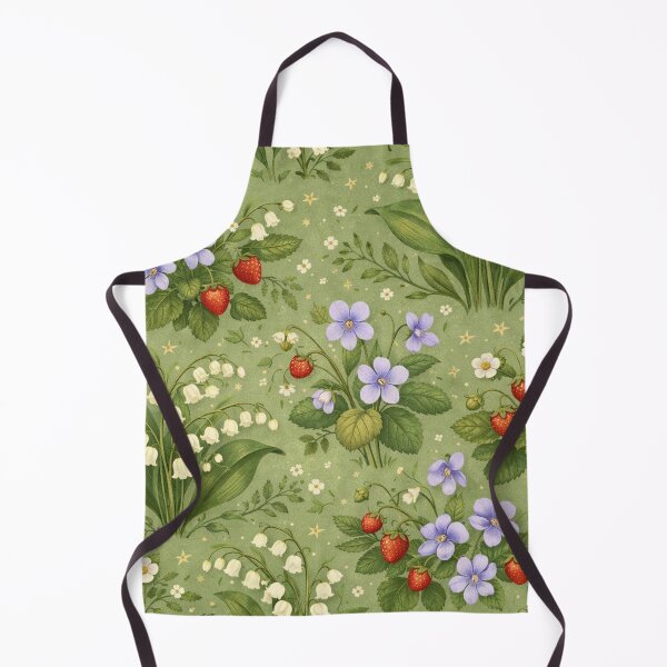 Item preview, Vintage Woodland Botanical Pattern with Strawberries and Wildflowers designed and sold by Owcomm.