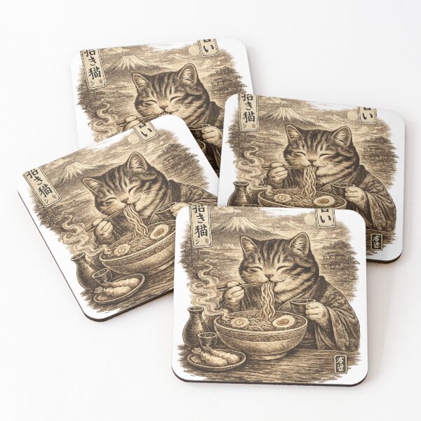 Item preview, Vintage Ramen Cat Engraving Shirt – Japanese Noodle Cat  designed and sold by afr-saad.