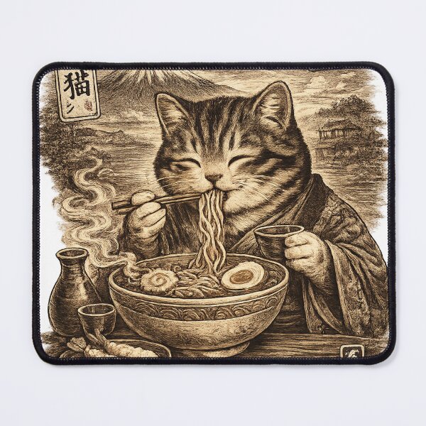 Item preview, Vintage Ramen Cat Engraving Shirt – Japanese Noodle Cat designed and sold by afr-saad.