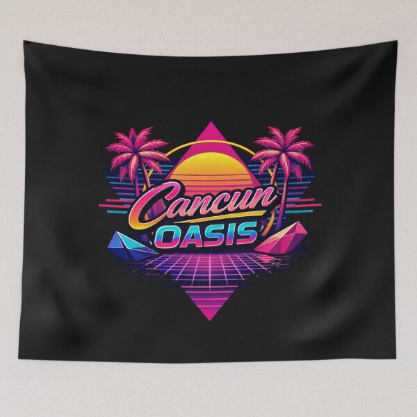 Item preview, Cancun Mexico Synthwave 80s Aesthetic Travel designed and sold by Tsugraf Designs.