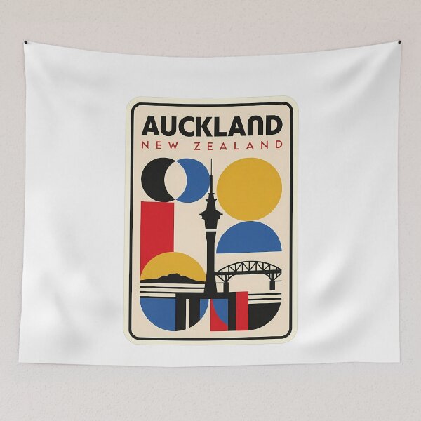Item preview, Retro Auckland New Zealand Geometric Cityscape Skyline designed and sold by k3rstman1.