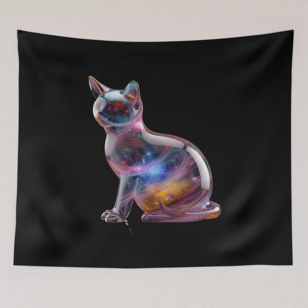 Item preview, Cosmic Galaxy Glass Cat Art Figurine designed and sold by ItzLacarth.