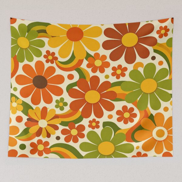 Item preview, Retro 70s Floral Pattern Groovy Flower Power designed and sold by Owcomm.